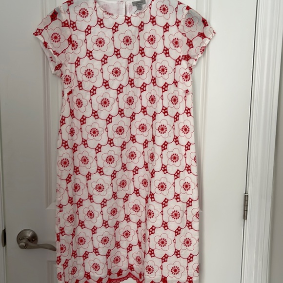 Tristan White cotton with red eyelets A-line dress NWT - Picture 1 of 9